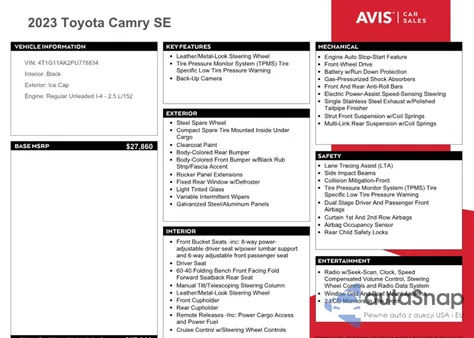 2023 Toyota Camry Se Night Shade from USA, damaged, VIN 4T1G11AK2PU778834